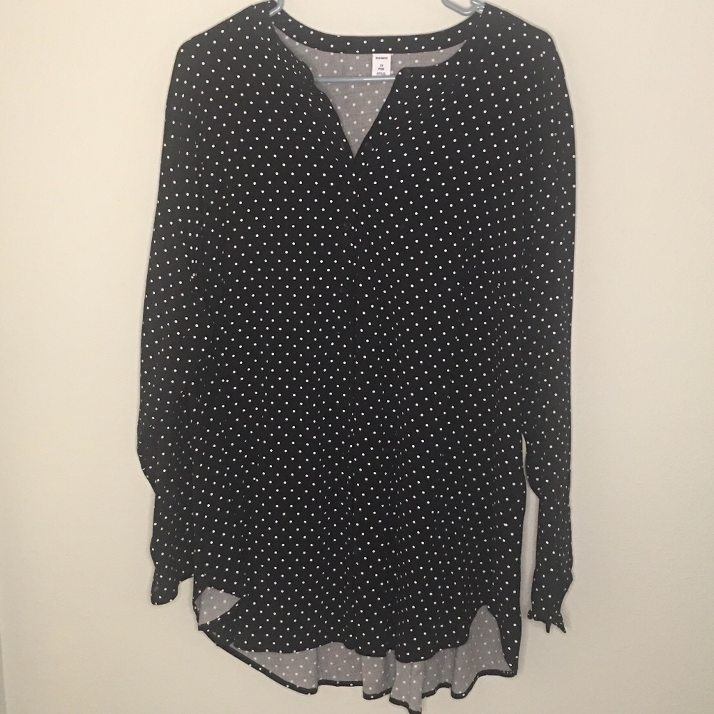 Old Navy Black Polka Dot Blouse